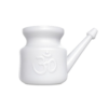 Hindi infographic explaining Neti Pot usage, benefits, precautions, and Jal Neti steps.